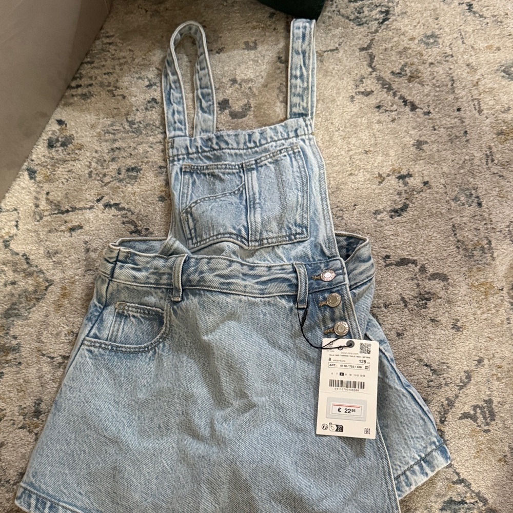Denim Overall Skort with Pockets